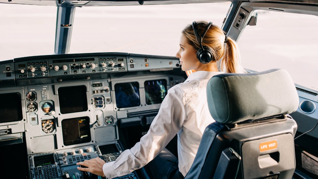 Pilot in cockpit